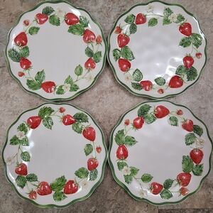 Primerose Vintage Melamine Wild Strawberry Snack Dessert Plates 6.5"